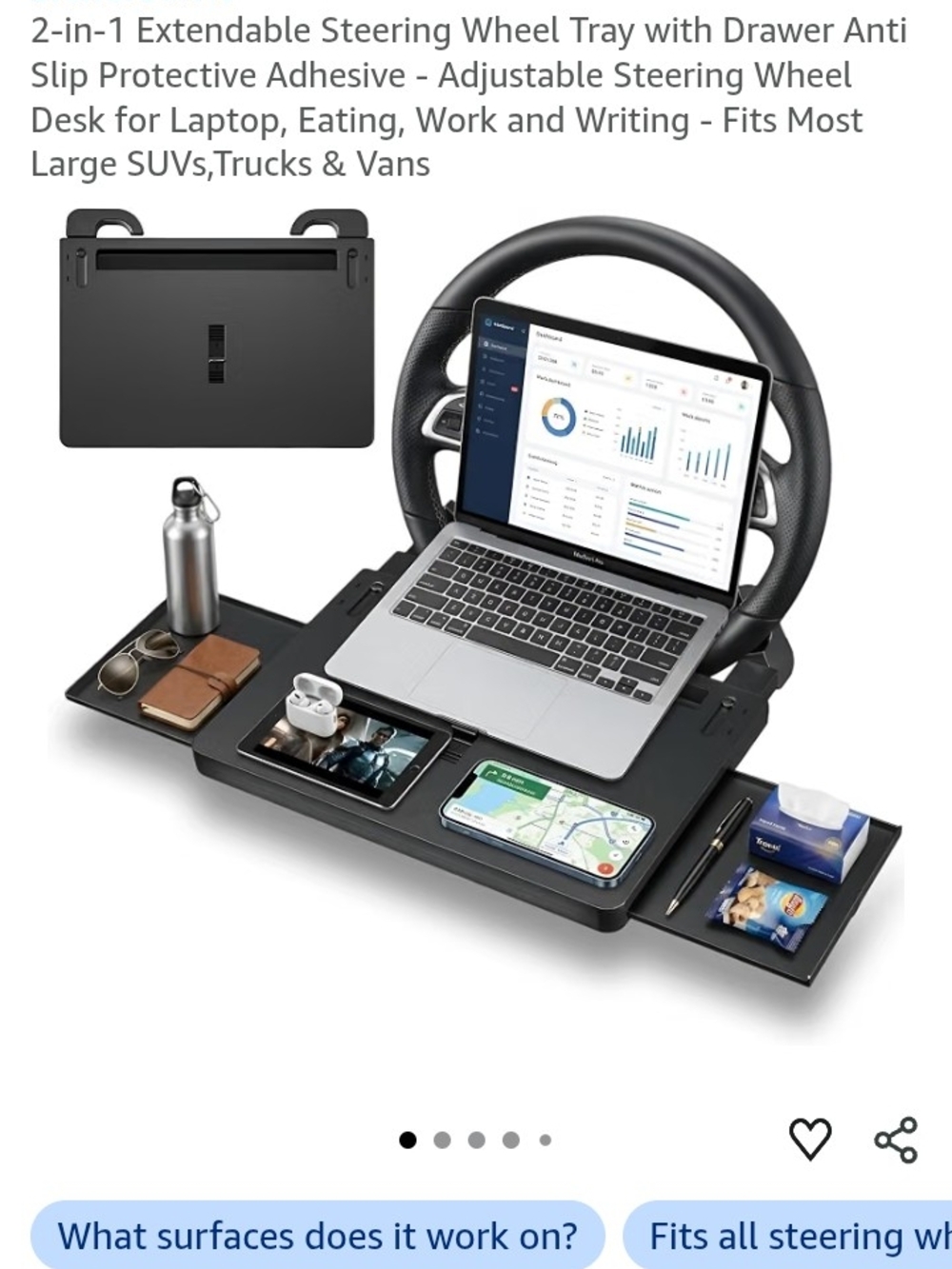Multi-function Steering Wheel Table - Picture 3 of 8
